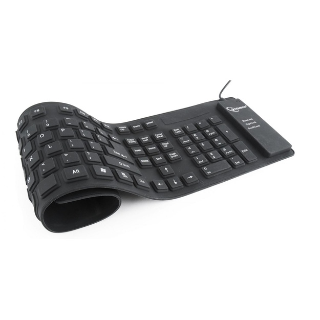 Klaviatūra laidinė FLEXIBLE USB ENG/BLACK KB-109F-B GEMBIRD