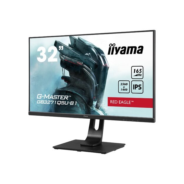 Monitorius IIYAMA G-Master GB3271QSU-B1 31.5inch IPS Gaming WQHD 165Hz 400cd/m2 0.5ms 1xHDMI 1xDP 2xUSB 3.0