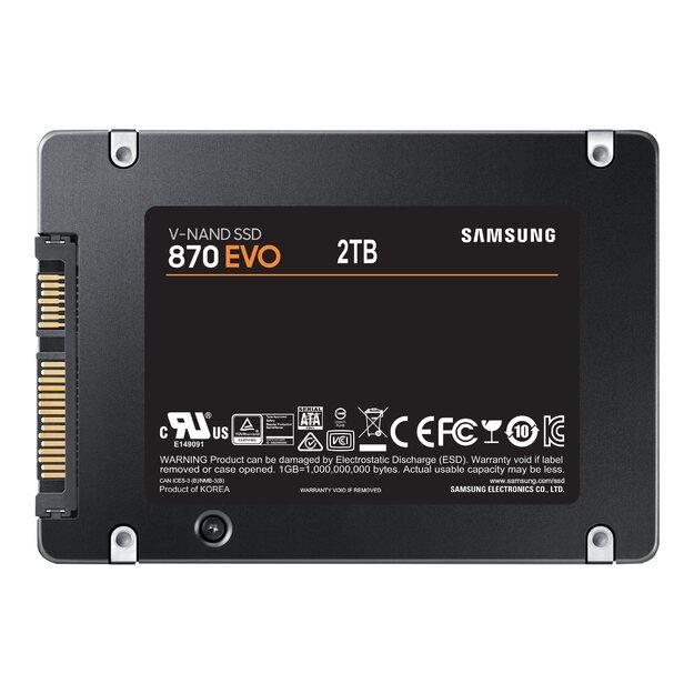 Kietasis diskas (SSD) vidinis SAMSUNG 870 EVO 2TB SATA III 2.5inch SSD 560MB/s read 530MB/s write