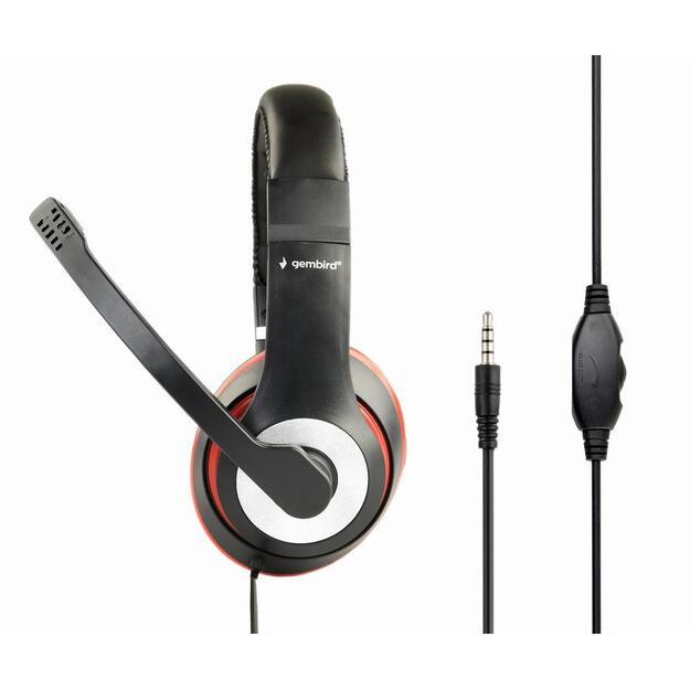 Ausinės HEADSET STEREO BLACK/MHS-03-BKRD GEMBIRD 3