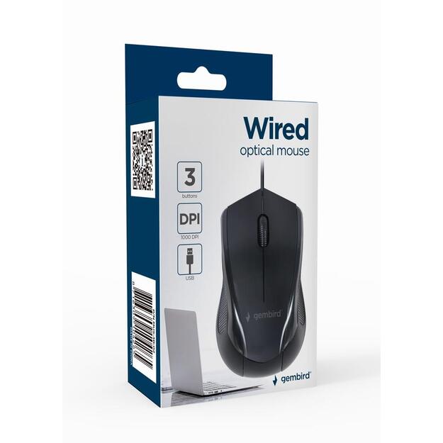 Kompiuterinė pelė laidinė MOUSE USB OPTICAL/BLACK MUS-3B-02 GEMBIRD 4