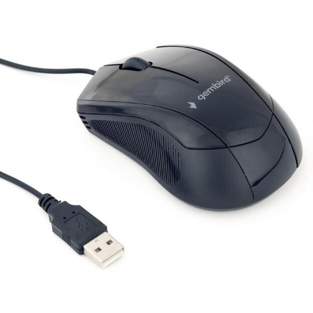 Kompiuterinė pelė laidinė MOUSE USB OPTICAL/BLACK MUS-3B-02 GEMBIRD