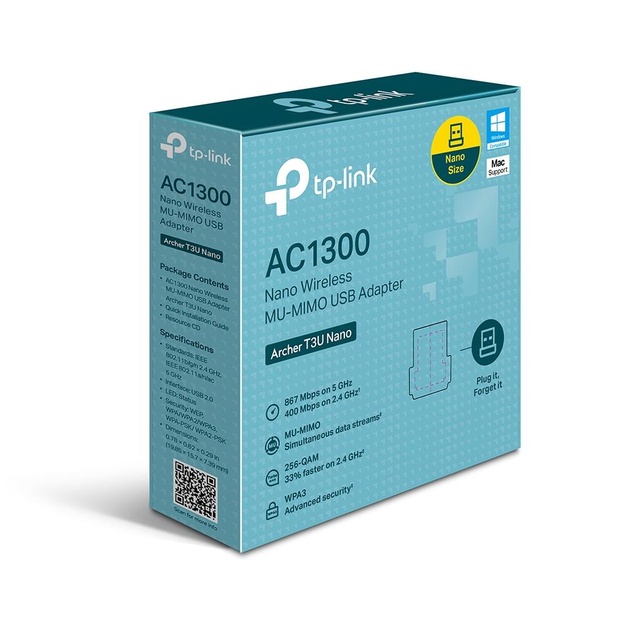 USB belaidžio ryšio adapteris 1300MBPS ARCHER T3U NANO TP-LINK