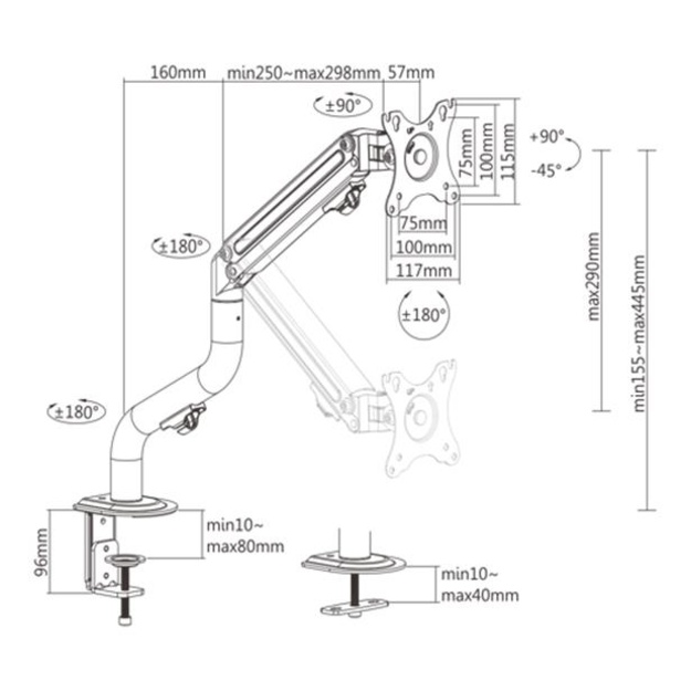 DISPLAY ACC MOUNTING ARM/17-32  MA-DA1-02 GEMBIRD