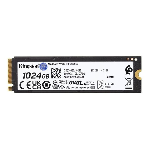 KINGSTON KC3000 1024GB PCIe 4.0 NVMe M.2 SSD 10