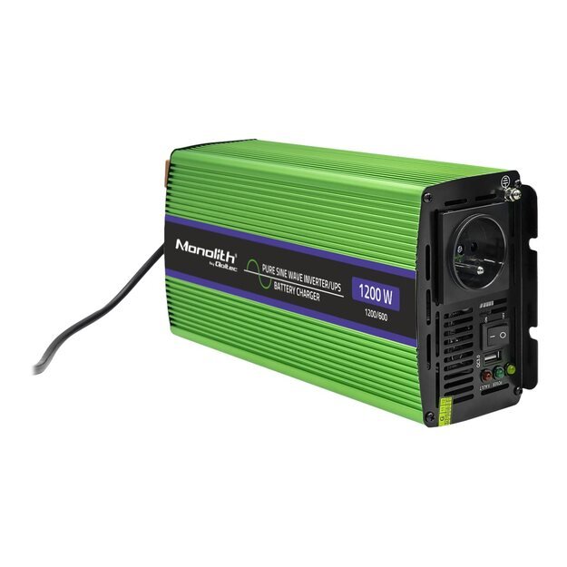 QOLTEC 51941 Pure Sine Wave Inverter Monolith / battery charger / UPS / 1200W / 600W / 12V to 230V