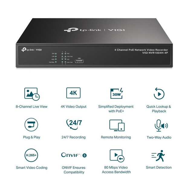 Vaizdo įrašymo įrenginys 4CH POE+ VIGI NVR1004H-4P TP-LINK