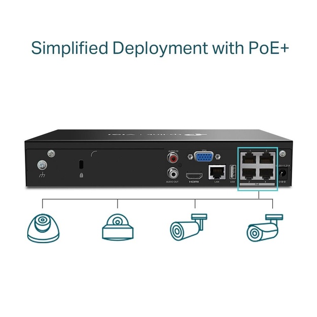 Vaizdo įrašymo įrenginys 4CH POE+ VIGI NVR1004H-4P TP-LINK