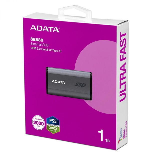 External SSD|ADATA|SE880|1TB|USB-C|Write speed 2000 MBytes/sec|Read speed 2000 MBytes/sec|AELI-SE880-1TCGY