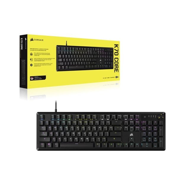 CORSAIR K70 RGB CORE Mechanical Gaming Keyboard Backlit RGB LED CORSAIR Linear Red Black 5