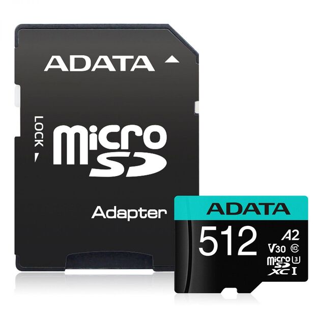 MEMORY MICRO SDXC 512GB W/AD./AUSDX512GUI3V30SA2-RA1 ADATA 2