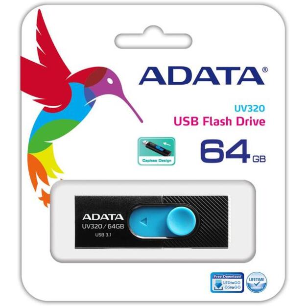 MEMORY DRIVE FLASH USB3.1 64GB/BLACK AUV320-64G-RBKBL ADATA