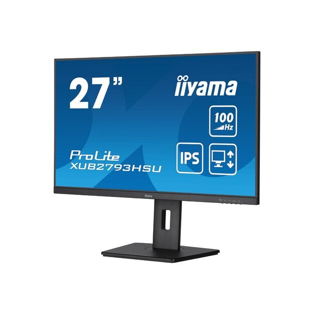 IIYAMA XUB2793HSU-B6 27inch ETE IPS-panel 1920x1080 100Hz 250cd/m 15cm Height Adj. Stand Pivot Speakers HDMI DisplayPort 1ms