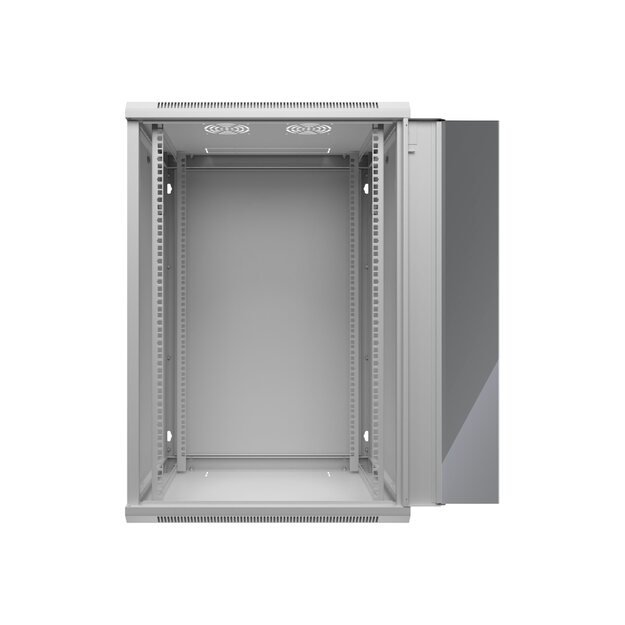 NETRACK 019-180-66-021 wall/hanging cabinet 19inch 18U/600 mm glass door grey remov. side pan.