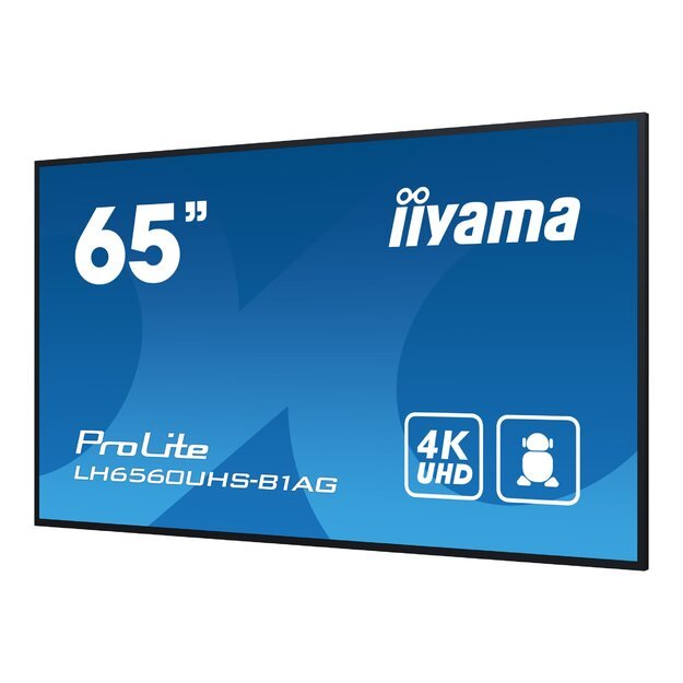 IIYAMA LH6560UHS-B1AG 65inch 3840x2160 UHD VA panel Haze 25perc 500cd/m Landscape and Portrait Wallmount Included