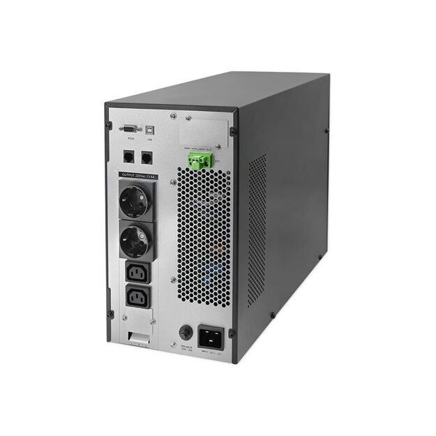 QOLTEC 52282 Uninterruptible Power Supply UPS / 3kVA / 3000W / Power factor 1.0 / LCD / EPO / USB / Online 1