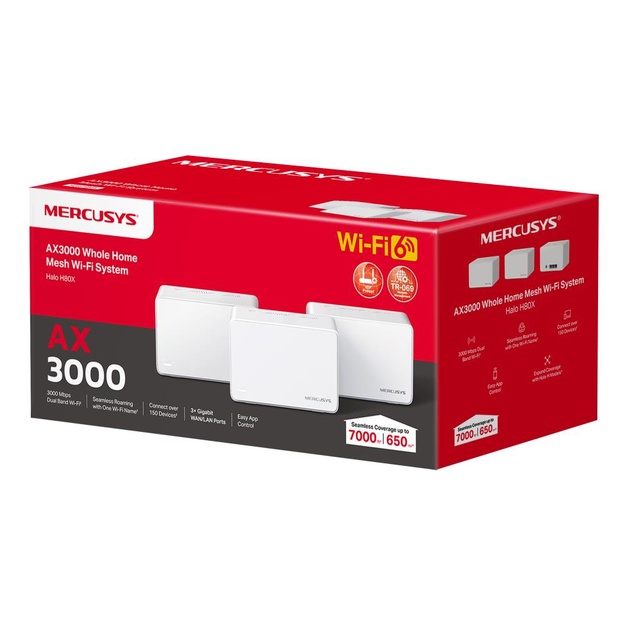 Wireless Router|MERCUSYS|Wireless Router|3-pack|3000 Mbps|Mesh|3x10/100/1000M|HALOH80X(3-PACK)
