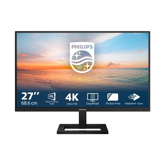 PHILIPS 27E1N1900AE/00 27inch IPS 4K UHD 60Hz 350cd/m2 4ms 2xHDMI2.0 USB Type C PD65W USB HUB Speakers Height Adj. 18