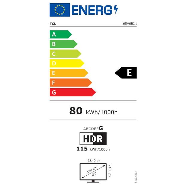 TV Set|TCL|65 |4K/Smart|3840x2160|Wireless LAN|Bluetooth|Google TV|65V6B