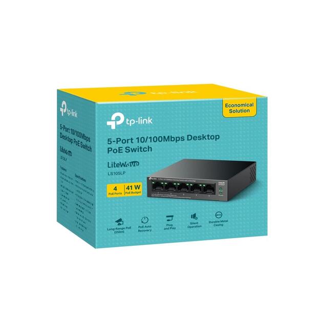 NET SWITCH 5PORT 10/100M 4POE+/LS105LP TP-LINK