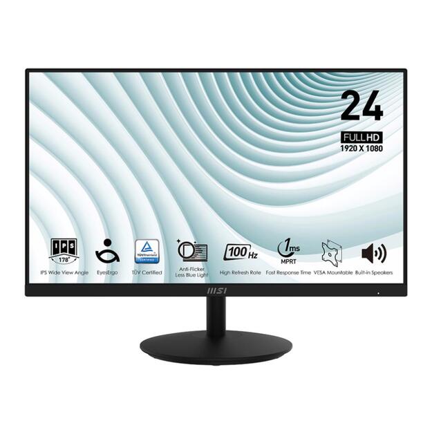 LCD Monitor|MSI|PRO MP242A|24 |Panel IPS|1920x1080|100Hz|Matte|1 ms|Speakers|Tilt|Colour Black|PROMP242A