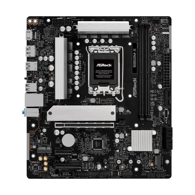 Mainboard|ASROCK|Intel B860 Express|LGA1851|Micro-ATX|Memory DDR5|Memory slots 2|1xPCI-Express 4.0 1x|1xPCI-Express 4.0 4x|1xPCI-Express 4.0 16x|1xM.2|1xHDMI|1xDisplayPort|1xAudio-In|1xAudio-Out|1xMicrophone|2xUSB 2.0|3xUSB 3.2|1xUSB-C|1xRJ45|B860M-X