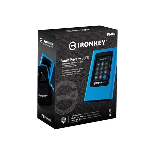External SSD|KINGSTON|IronKey Vault Privacy 80|960GB|USB 3.2|Write speed 250 MBytes/sec|Read speed 250 MBytes/sec|IKVP80ES/960G