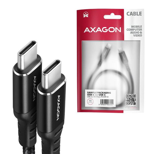 CABLE USB-C TO USB-C 1.5M 60W/HQ BLACK BUCM-CM15AB AXAGON 1