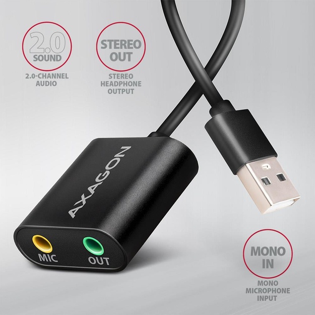 SOUND CARD USB2.0 48KHZ/16BIT/0.15M ADA-12 AXAGON