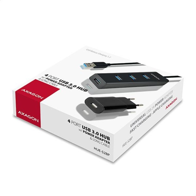 I/O HUB USB3.0 4PORT CHARGING/W/AC 1.2M HUE-S2BP AXAGON