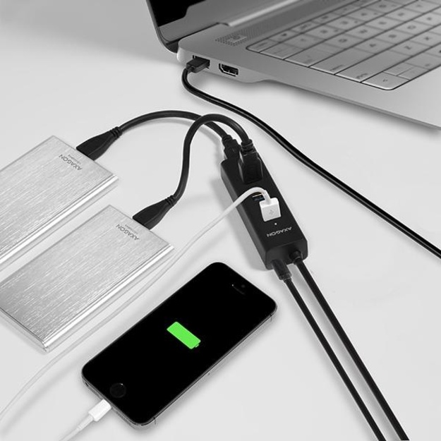 I/O HUB USB3.0 4PORT CHARGING/W/AC 1.2M HUE-S2BP AXAGON