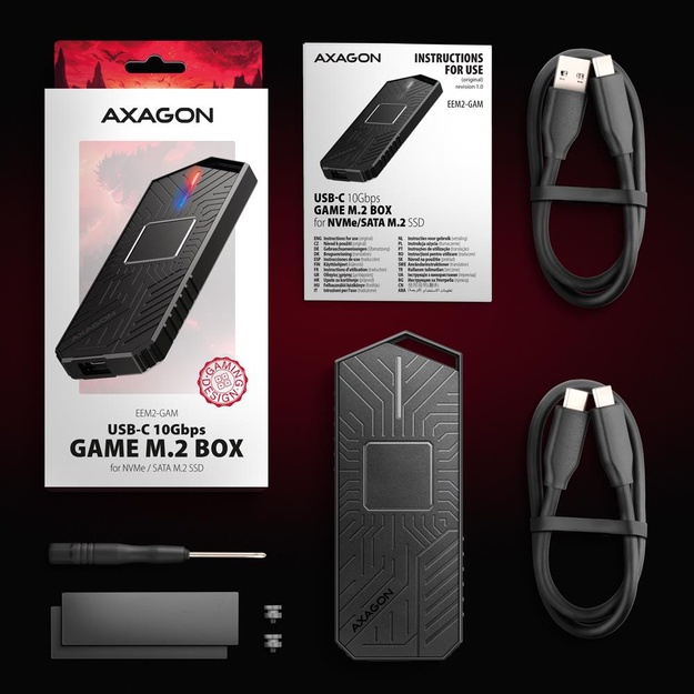 SSD ACC ENCLOSURE M.2 NVME/SATA USB-C EEM2-GAM AXAGON