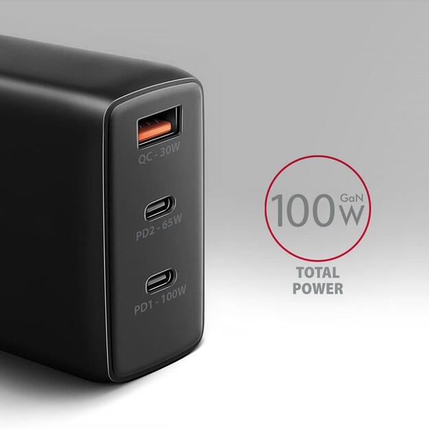 MOBILE CHARGER WALL USB 100W/GAN 3PORT ACU-DPQ100 AXAGON 2