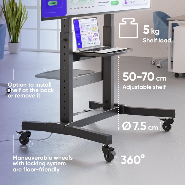 TV SET ACC MOBILE STAND/50-100  BLACK TS1991-B ONKRON