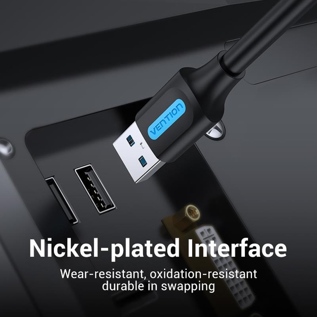 CABLE USB3.0 MALE TO MALE/0.5M BLACK CONBD VENTION