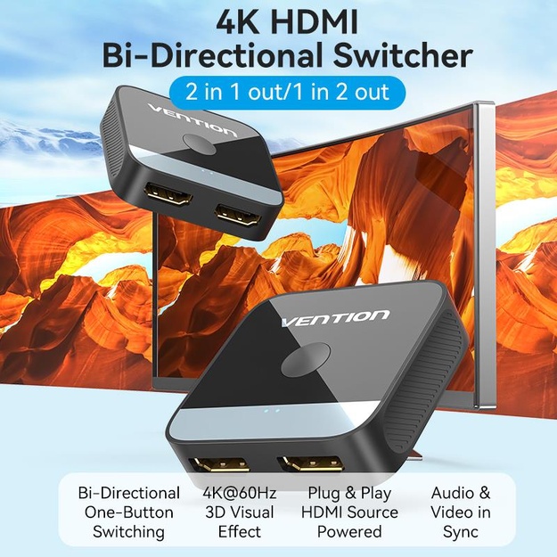 VIDEO SWITCHER HDMI 2-PORT/AKOB0 VENTION