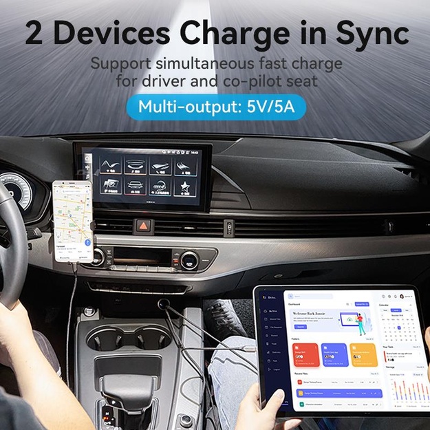 MOBILE CHARGER CAR 30W USB/2P GRAY FFFH0 VENTION