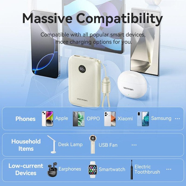POWER BANK USB 10000MAH 22.5W/BEIGE FKAN0-C VENTION