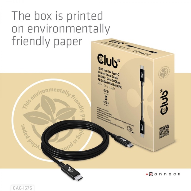 CABLE USB-C TO USB-C 2M/M/M CAC-1575 CLUB3D