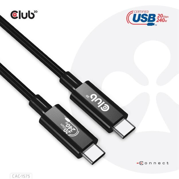 CABLE USB-C TO USB-C 2M/M/M CAC-1575 CLUB3D 1