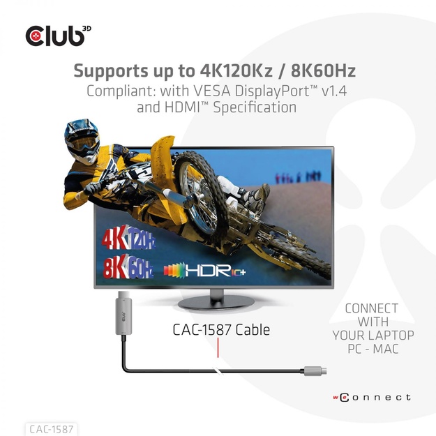 CABLE USB-C TO HDMI 3M/M/M CAC-1587 CLUB3D