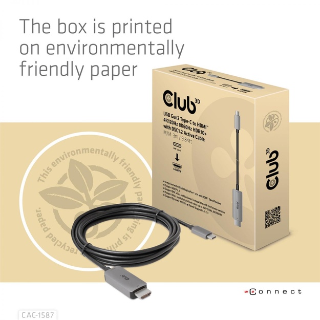 CABLE USB-C TO HDMI 3M/M/M CAC-1587 CLUB3D