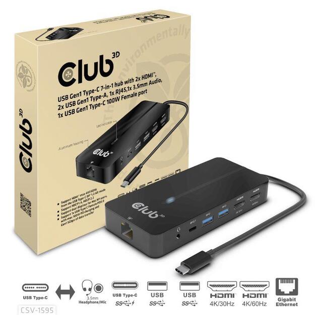 I/O HUB 7IN1 USB-C/100W CSV-1595 CLUB3D 4