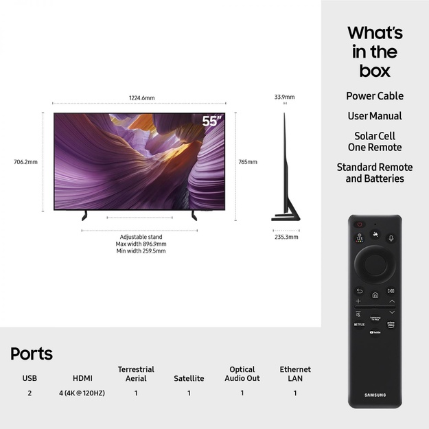 TV Set|SAMSUNG|55 |OLED/4K/Smart|3840x2160|Wireless LAN|Bluetooth|Tizen|Black|QE55S85FAUXXH
