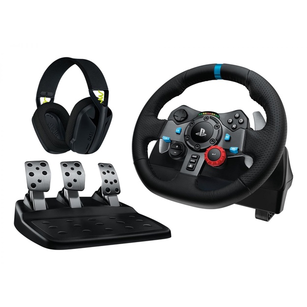 LOGITECH G29 EU + G435 Black Gaming Controller Aluminium Black USB Steering wheel + pedals + headset PC