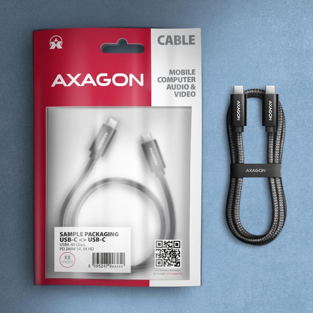 CABLE USB-C TO USB-C 0.5M 240W/8K BLACK BUCM4X-CM05AB AXAGON