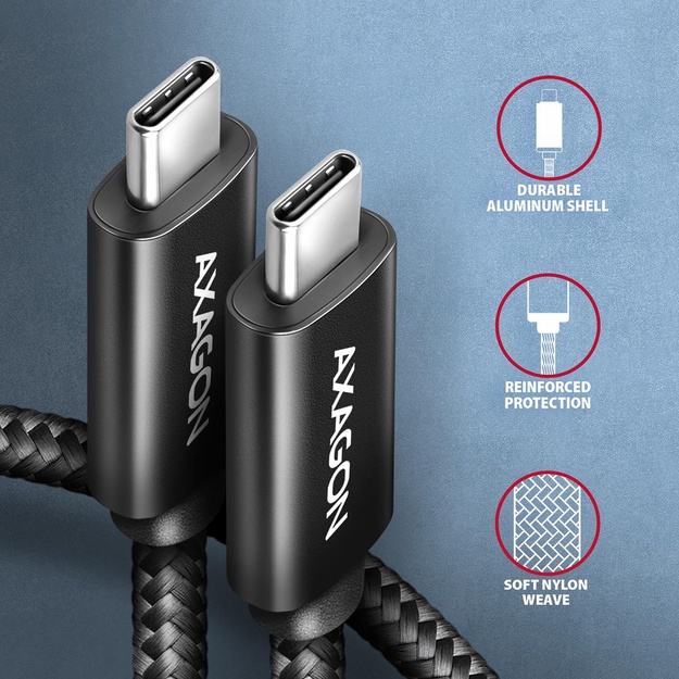 CABLE USB-C TO USB-C 0.5M 240W/8K BLACK BUCM4X-CM05AB AXAGON