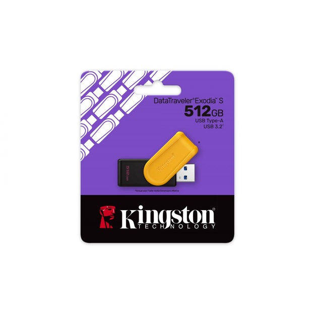 KINGSTON 512GB Portable USB 3.2 Gen 1 DataTraveler Exodia S Black/Yellow