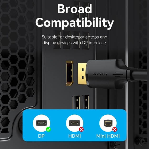 CABLE DP TO DP 1M/BLACK HAKBF VENTION