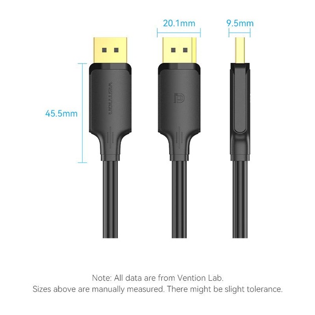 CABLE DP TO DP 1M/BLACK HAKBF VENTION